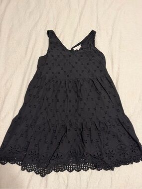 LOFT Black Eyelet Tiered Sundress
